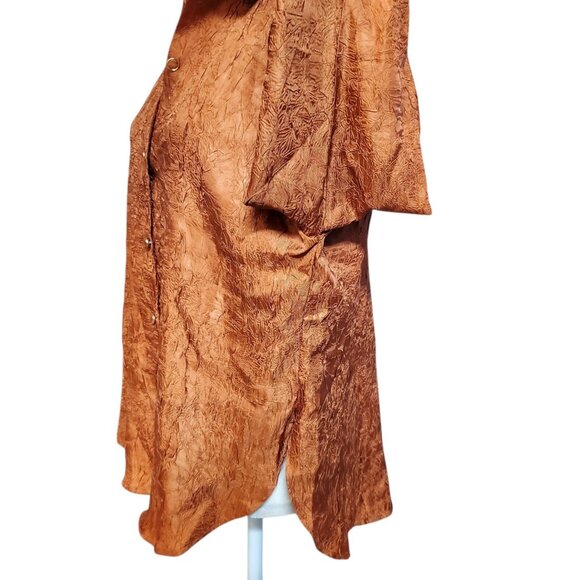 House of Harlow 1960 Blouse Womens Burnt Orange Crinkle Texture Oversized Tunic - Picture 4 of 12
